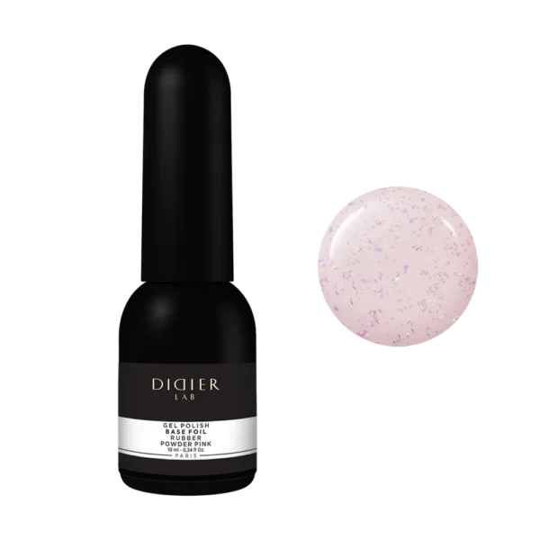 Kamuflująca baza kauczukowa z drobinkami foil - Powder Pink - 10ml