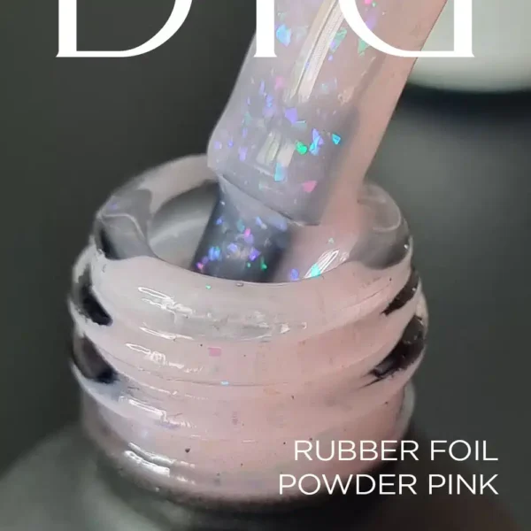 Kamuflująca baza kauczukowa z drobinkami foil - Powder Pink - 10ml - obrazek 7