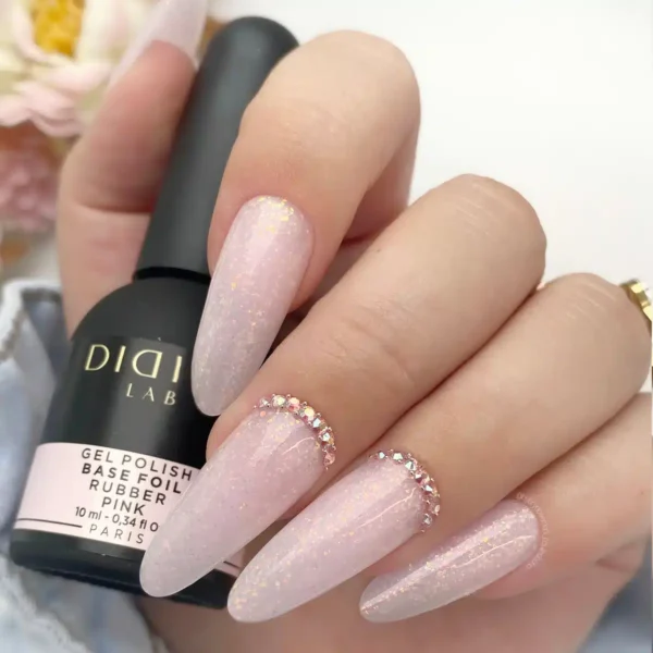 Kamuflująca baza kauczukowa z drobinkami foil - Pink - 10ml - obrazek 3