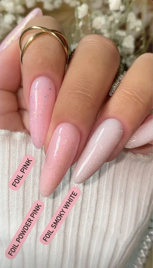Kamuflująca baza kauczukowa z drobinkami foil - Powder Pink - 10ml - obrazek 5