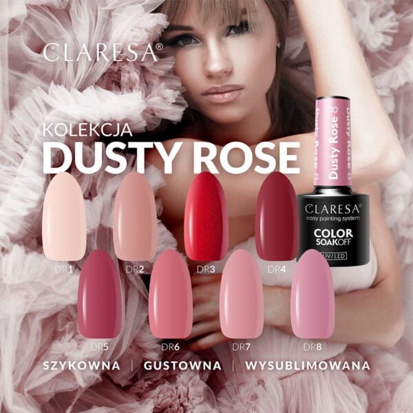 Claresa lakier hybrydowy DUSTY ROSE 5 5g - obrazek 3