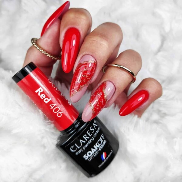 Claresa Lakier hybrydowy RED 406 5g - obrazek 4