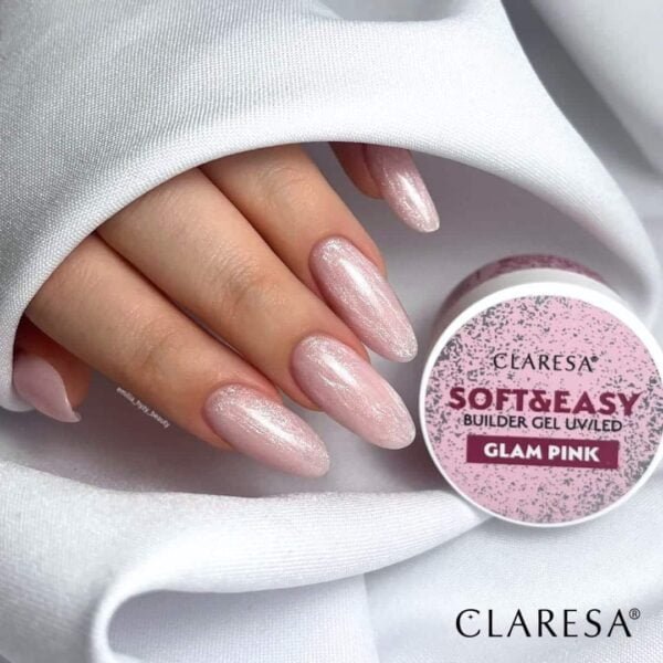 CLARESA Żel budujący SOFT&EASY BUILDER GEL GLAM PINK 12G - obrazek 3