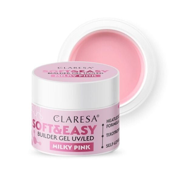 CLARESA Żel budujący SOFT&EASY BUILDER GEL MILKY PINK 90G