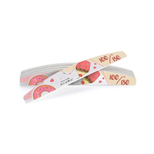 Aba Group Pilnik do paznokci EDYCJA LIMITOWANA – PÓŁKSIĘŻYC 100/180 “Nails Care” – Colorful Cookies, 25 sztuk