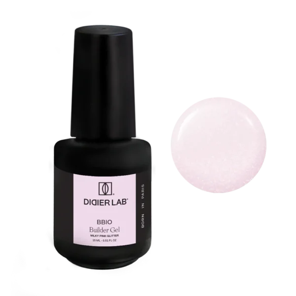 BBIO Żel budujący w butelce "Didier Lab", Milky Pink Glitter, 15ml