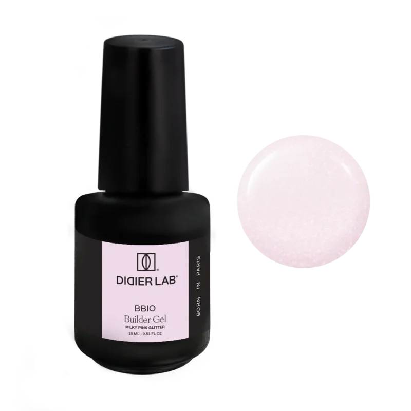 BBIO Żel budujący w butelce "Didier Lab", Milky Pink Glitter, 15ml