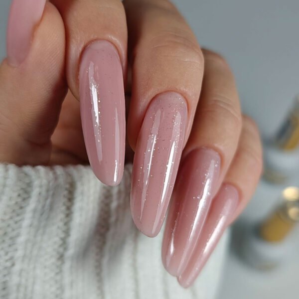 Top brokatowy do paznokci hybrydowych Nailsology Sun Shine Clavier, brokat złoty, 8ml - obrazek 2