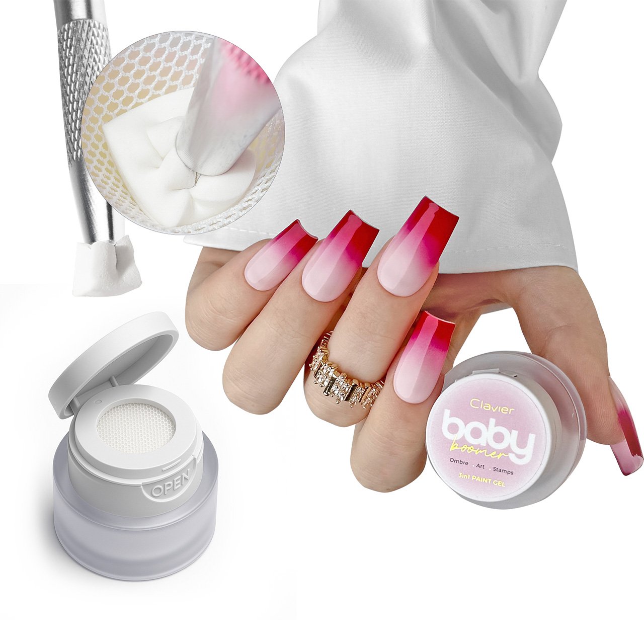 Baby Boomer żel 3w1 Clavier, Ombre, Art, Stamps, C01 „Euphoria”, 3g. - obrazek 2